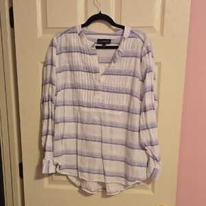 Lane Bryant White‎ and Blue Striped Blouse